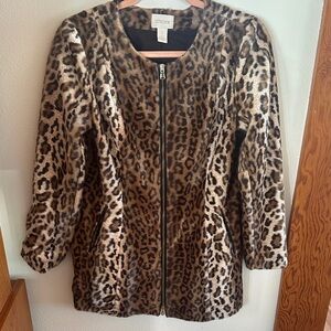 Chico's Brown Leopard Teddy Jacket